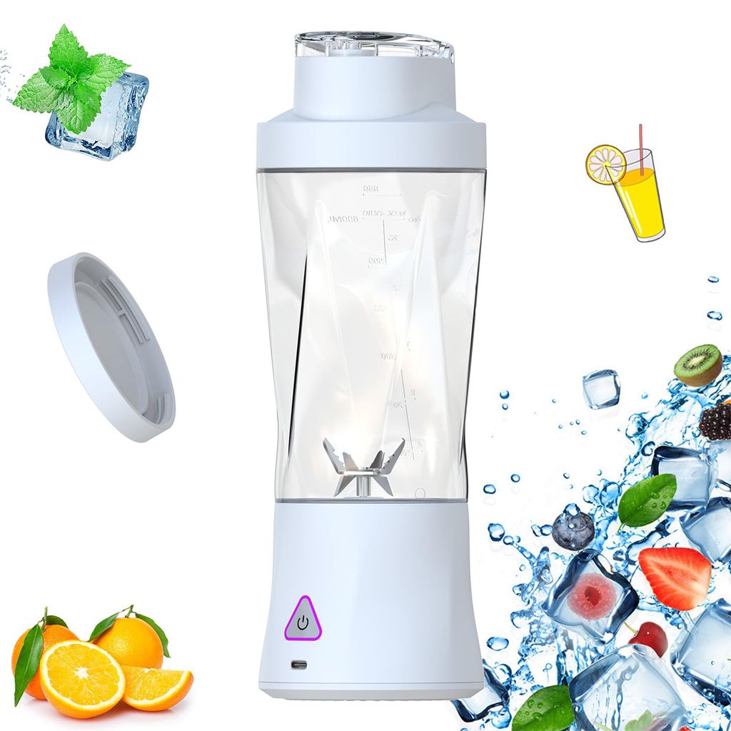 Tragbarer Mixer, Elektrischer Entsafter mit 700 ml, 22.000 U/min, 360 W, Sport Blender mit 6 Klingen,Wiederaufladbar,XIP7 ,Weiß