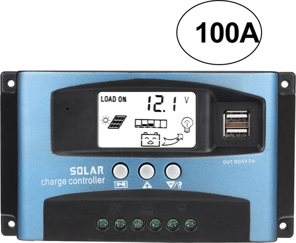 MPPT 100A Solar Ladungscontroller Dual USB LCD Display 12V 24 V