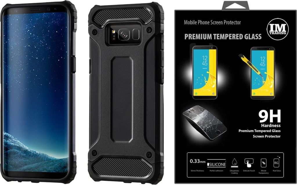 cofi1453 Panzerhülle HYBRID + 9H PANZERFOLIE für Samsung Modelle PanzerCase Outdoor Hülle Schutzglas Echt Glas für Samsung Galaxy A41 (A415F)