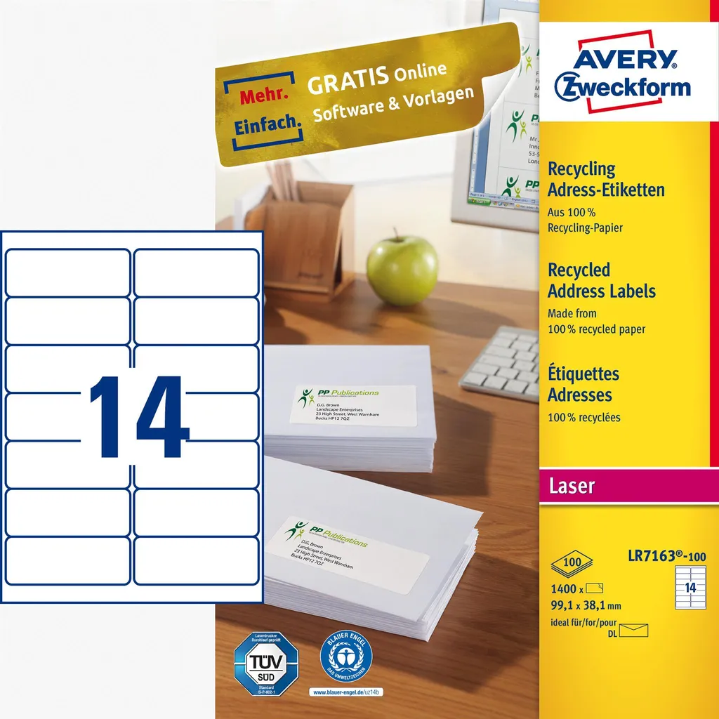 Avery QuickPEEL 1400 Etichette per Laser e Inkjet - Qualità Premium - 3