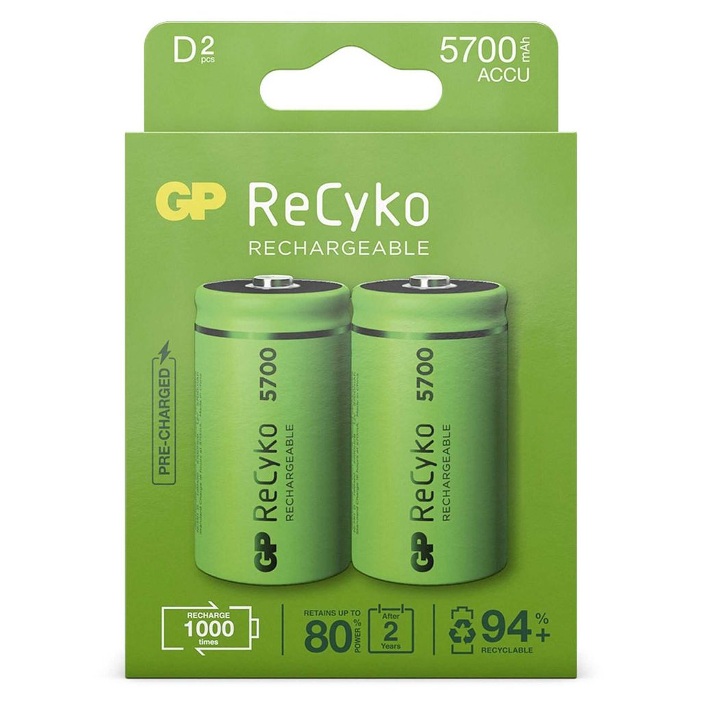 GP Batteries ReCyko, Nabíjateľná batéria, D, Nikel-Metal Obrázok produktu 