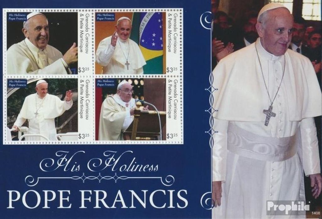 Briefmarken Grenada-Grenadinen 2014 Mi 4941-4944 Kleinbogen (kompl.Ausg.) postfrisch Papst Franziskus