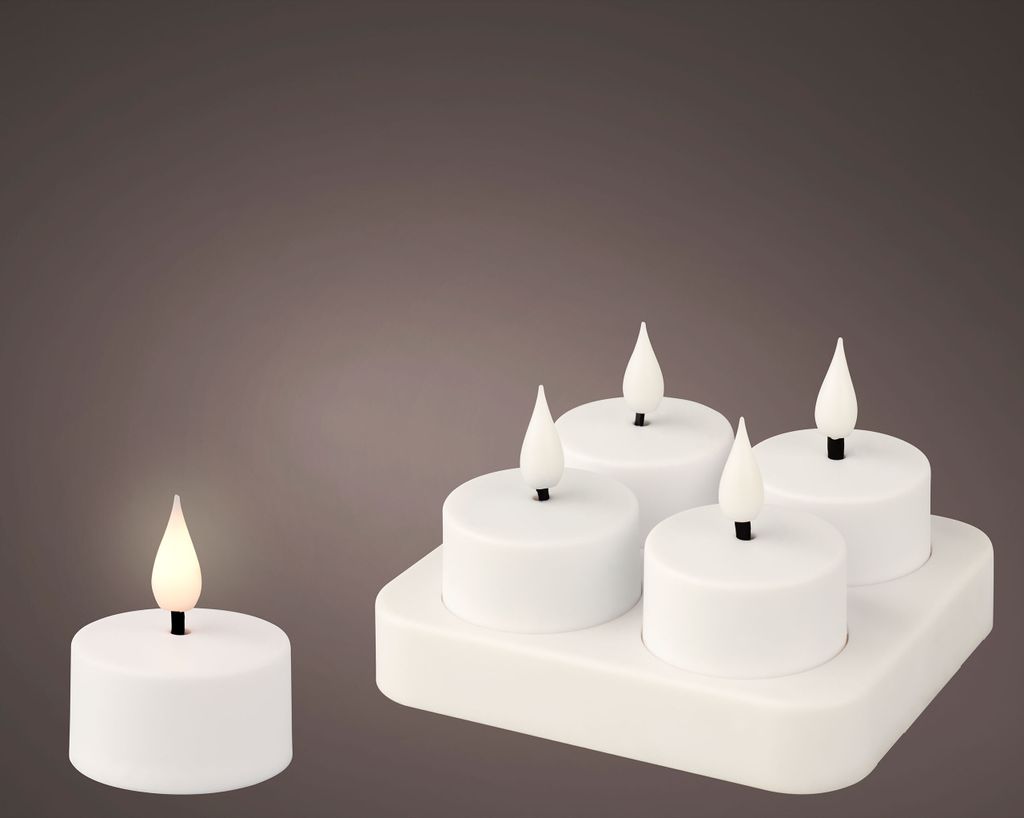 LED tea lights 4cm in plastica set di 4 bianco / bianco Immagine del prodotto 