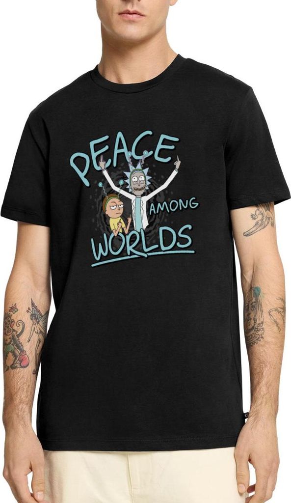 Spreadshirt Rick & Morty Peace Among Worlds Männer Premium T-Shirt, L, Schwarz
