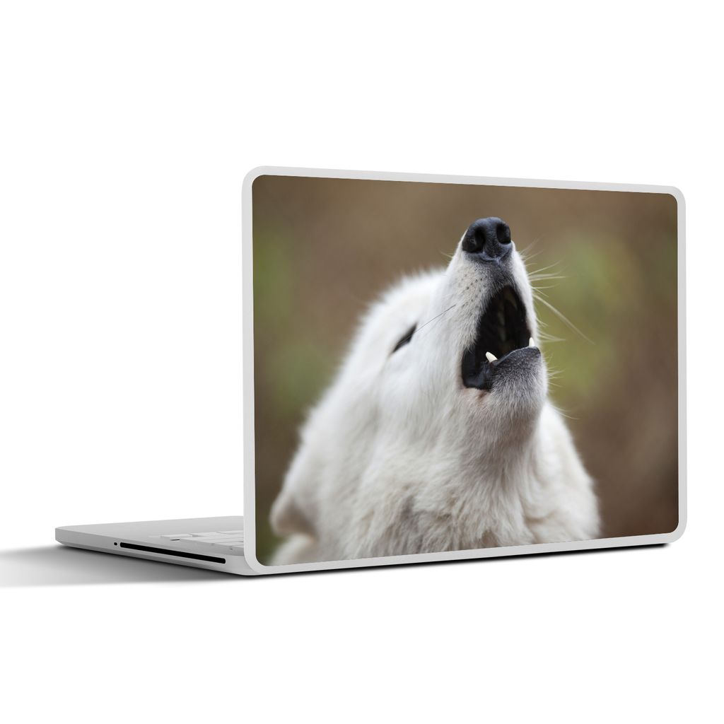 MuchoWow Laptop Aufkleber Sticker Cover Wolf - Weiß - Tier 36.5x27.5 cm - Laptop-Sticker
