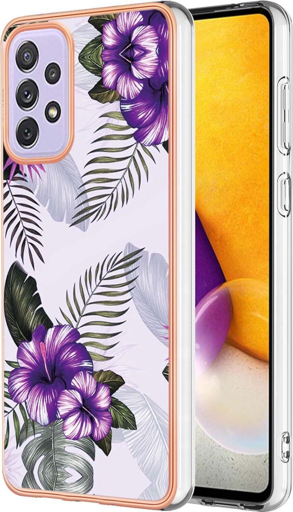 Galaxy A73 5G Hülle, Muster Handyhülle Anti-Shock Weich TPU Bumper Schutzhülle für Samsung Galaxy A73 5G Lila