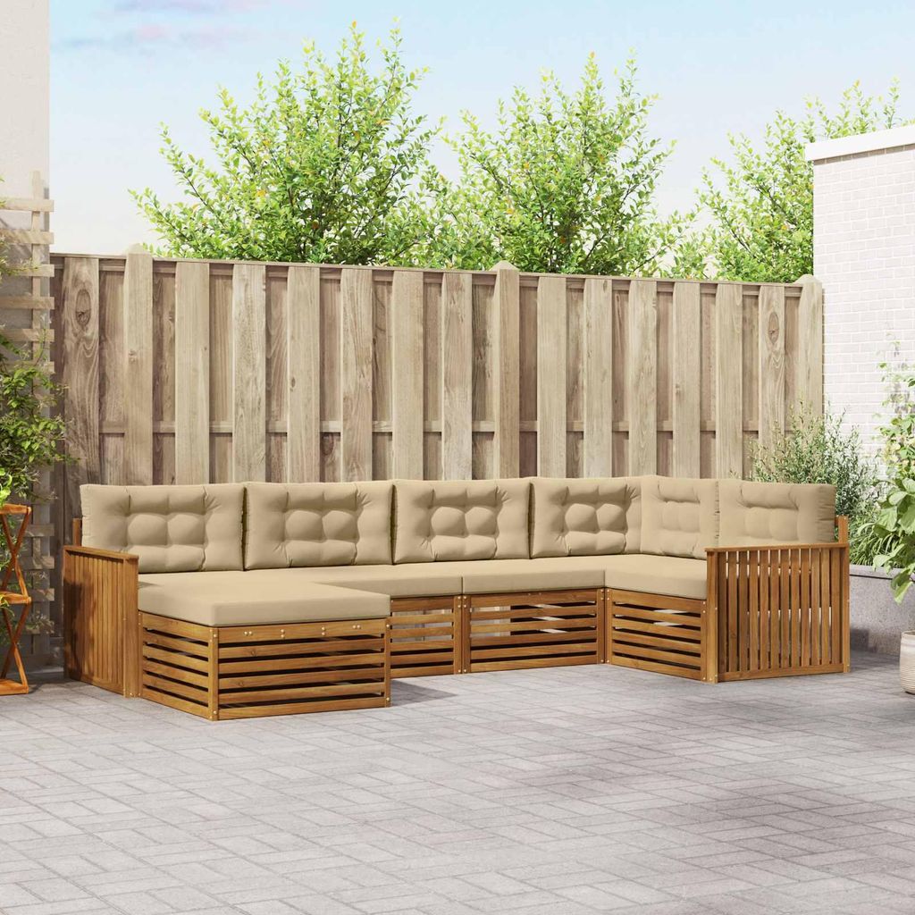 "2026 Aktion"Outdoor-Sofagarnitur - CLORIS - Balkonmöbe/Sitzgruppe - mit Kissen 6 pcs - Moderne Design - Natur und Beige - Gartensofas Promotion31...