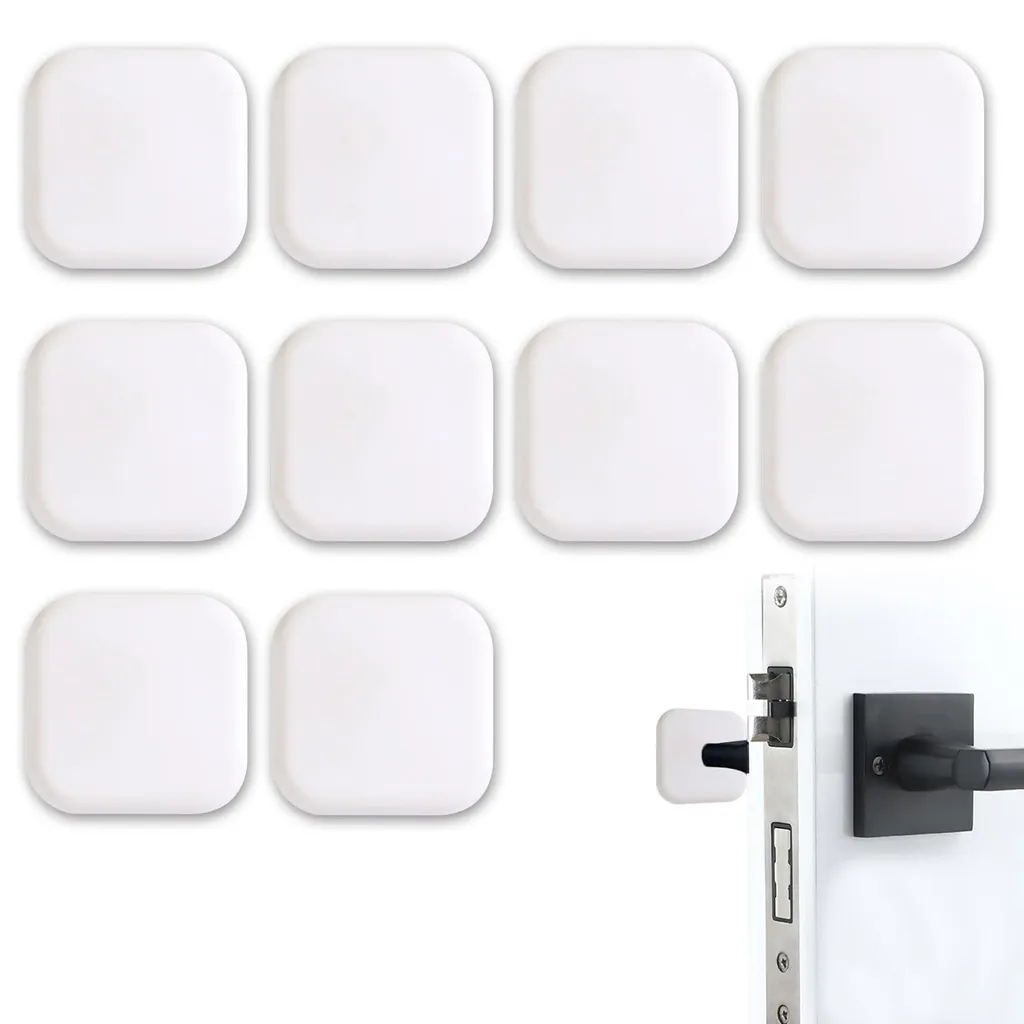 Butée murale carrée 4cm auto-adhésive blanche haute densité - Pack 10