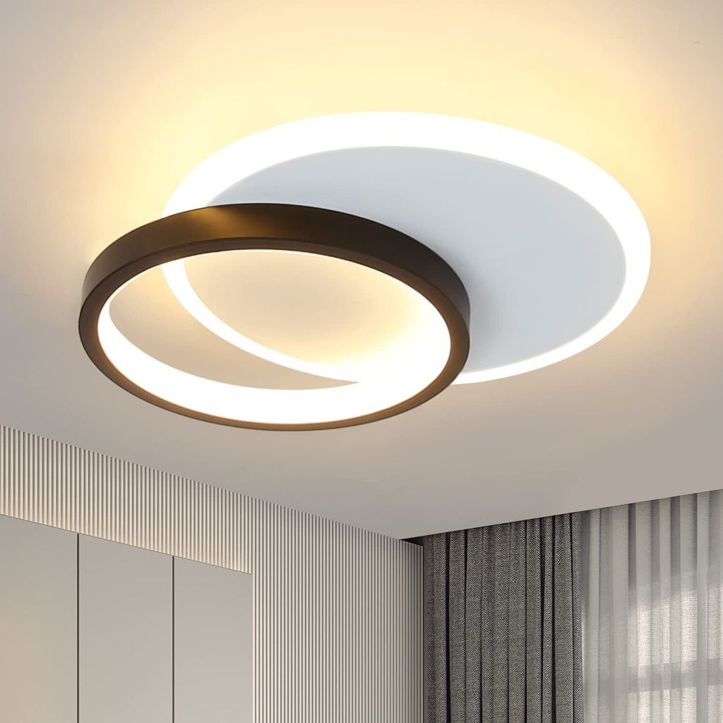 ZMH LED Deckenleuchte Wohnzimmer 3000K Warmweiß Deckenlampe 12W Acryl Deckenbeleuchtung Modern Schwarz für Schlafzimmer Esszimmer Küche Flur