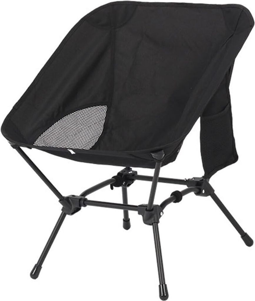 ASKSA Faltbarer Campingstuhl Anglerstuhl Ultraleicht Tragbare Campingstuhl mit Seitentaschen 120KG Tragkraft Gartenstuhl Strandstuhl,Schwarz