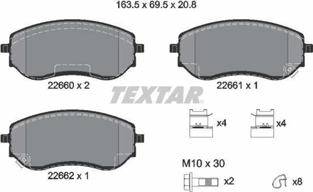 TEXTAR 2266001 Jeu de Plaquettes de Frein à Disque OE 4704205300