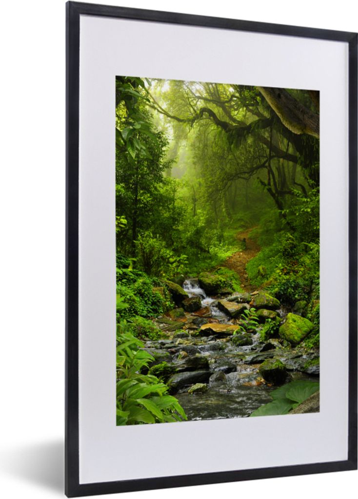 MuchoWow Gerahmtes Poster Natur - Wasser - Dschungel - Wald - Tropisch 40x60 cm - Poster mit Schwarzem Bilderrahmen Wandposter Rahmen Foto Bilder...