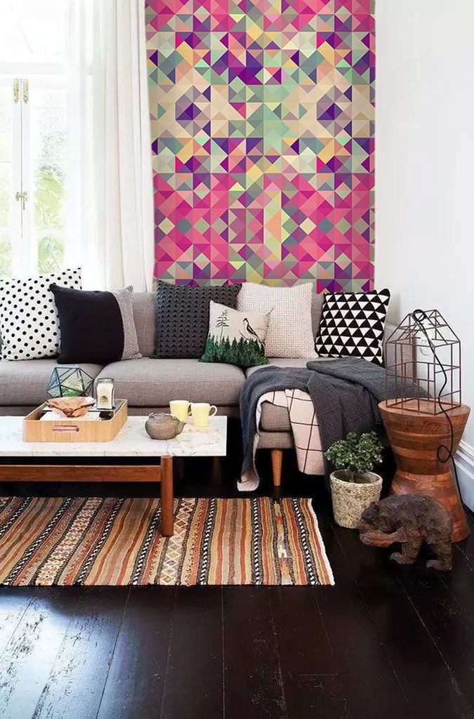 Coloray Fototapete 416x254 cm Latextapete Magicstick - Vintage Hipster geometrische intensive