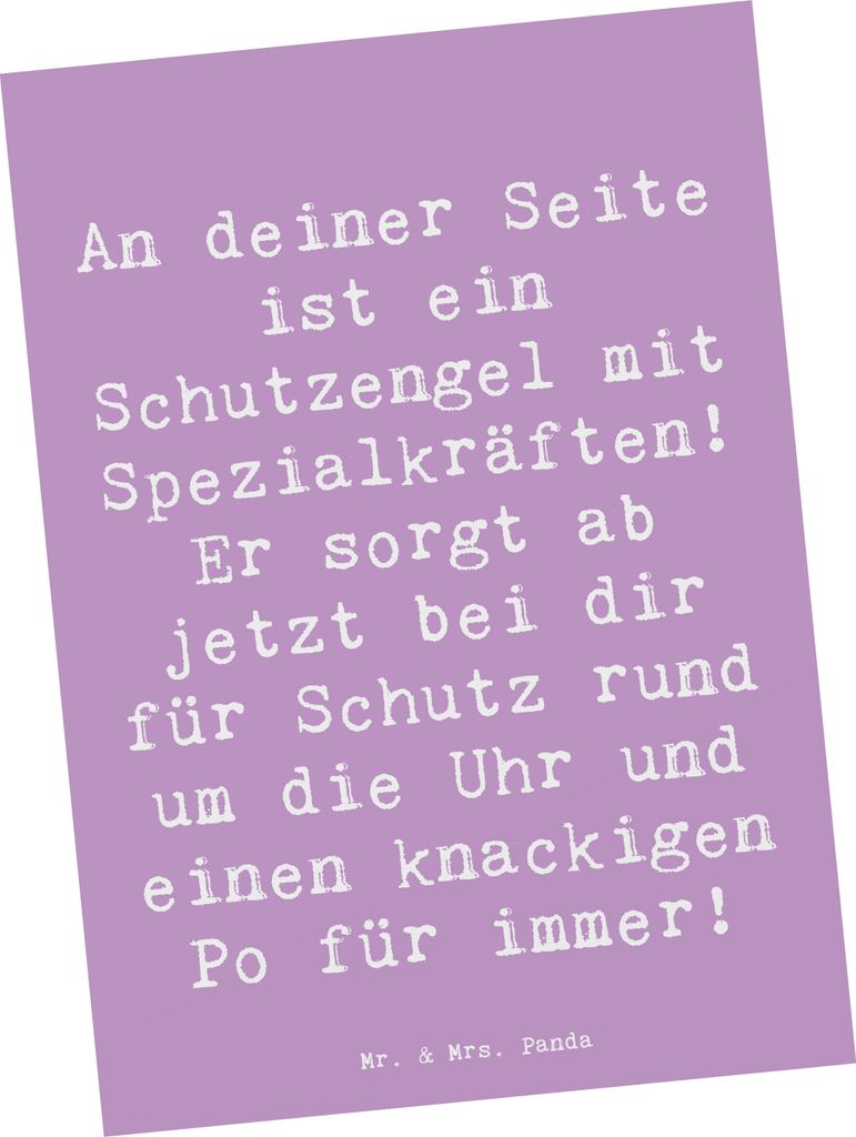 Mr. & Mrs. Panda Postkarte Spruch Schutz Schutzengel - Lavendeltraum - Geschenk, Botschaften, Grußkarte, Postkarten, Fotokarte, Dekoration, Ansich...