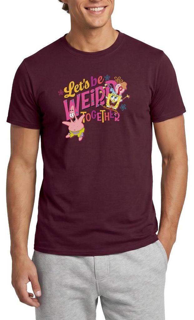 Spreadshirt SpongeBob Schwammkopf Patrick Gary Freundschaft Männer T-Shirt, S, Ziegelrot