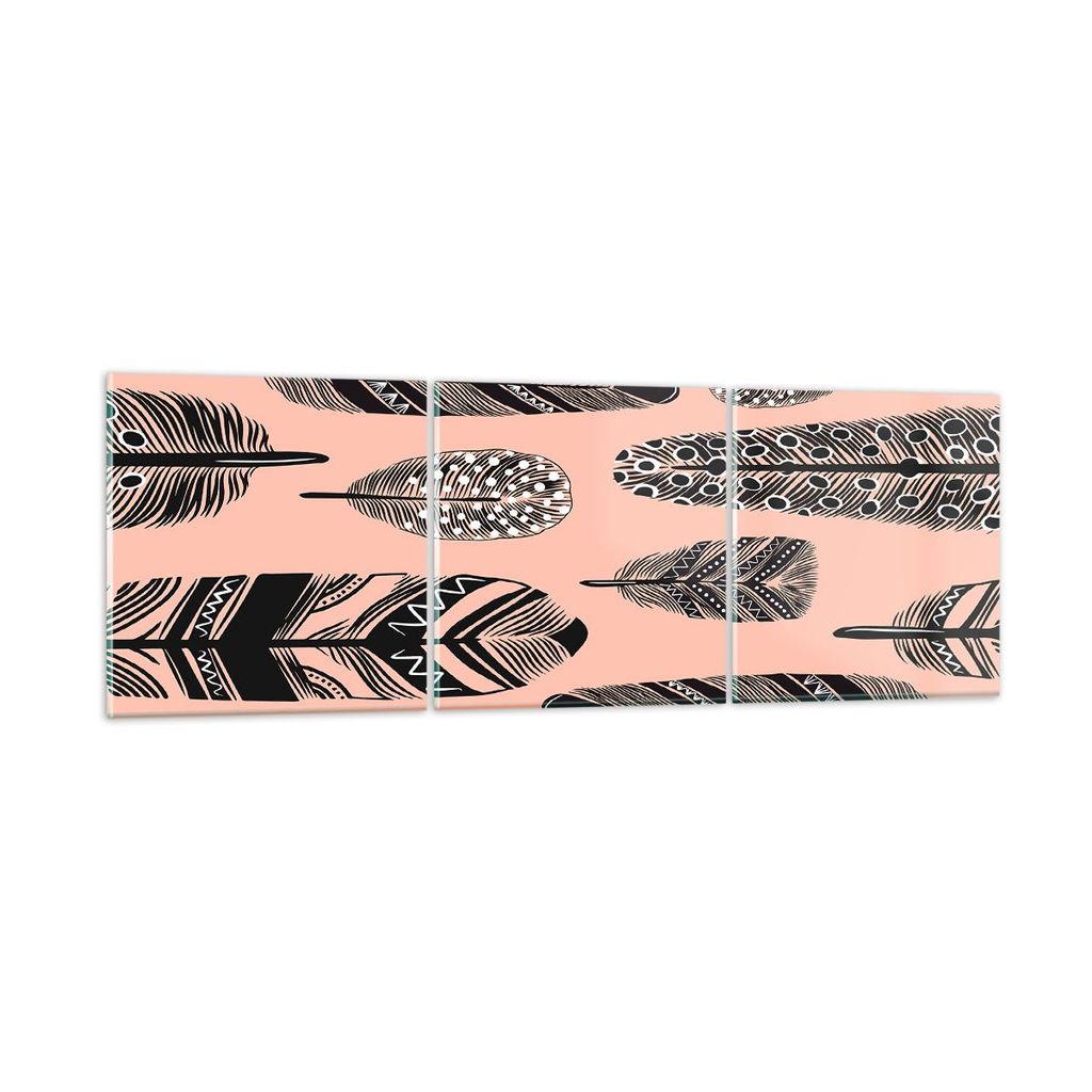 Bilder auf glas - Grafik Feder - 90x30cm - Glasbilder - Wandbilder - Bilder - Kunstdruck - zum Aufhängen bereit - Wanddekoration aus Glas - Glas B...