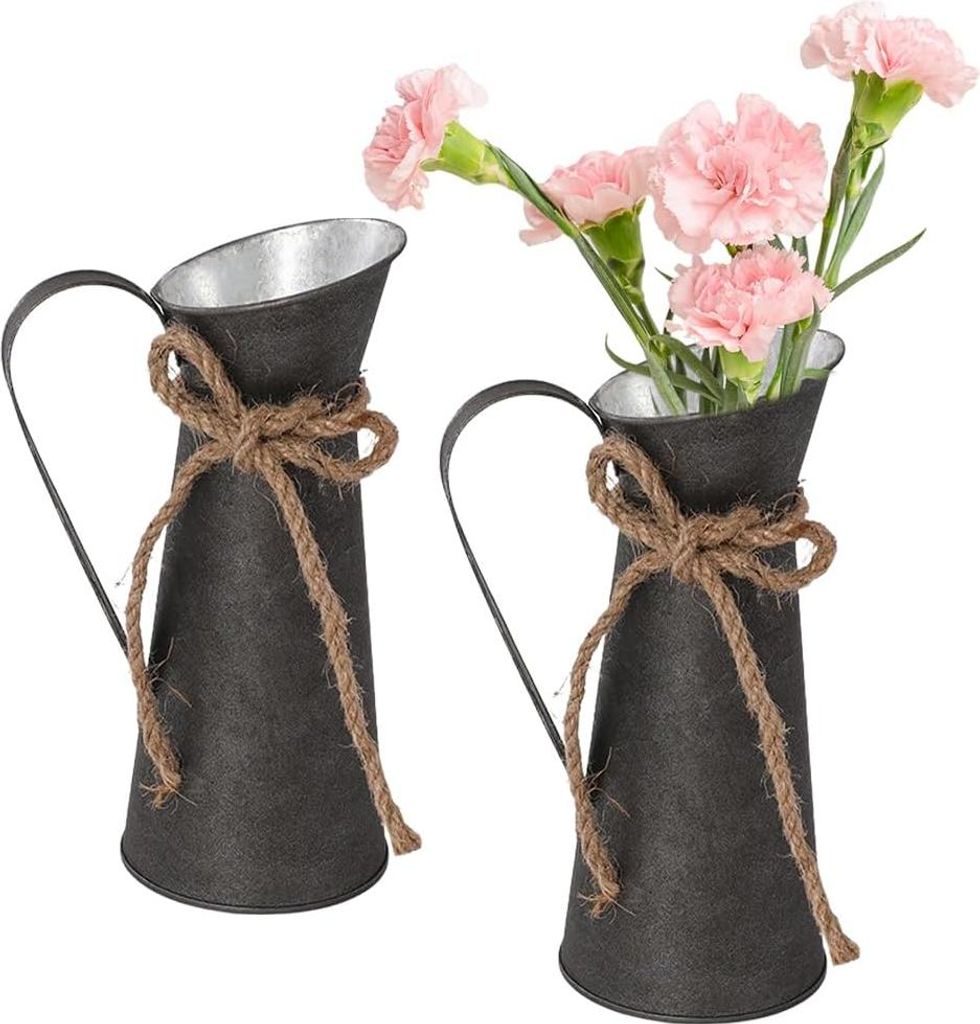 Rustikale dekorative Blumenvasen aus Metall 2 Stück Vintage Dekoration