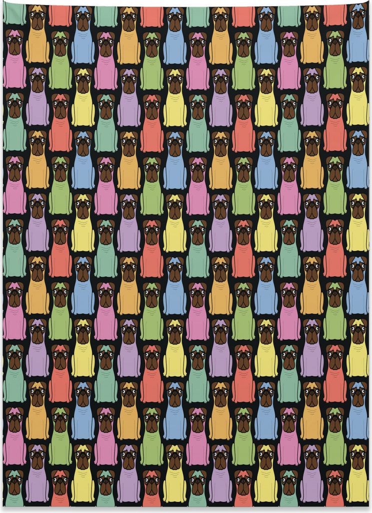 Abakuhaus Bulldogge Wandteppich, Bunte Cartoon Hunde aus Weiches Mikrofaser Stoff Kein Verblassen Klare Farben Waschbar, 110 x 150 cm, Mehrfarbig