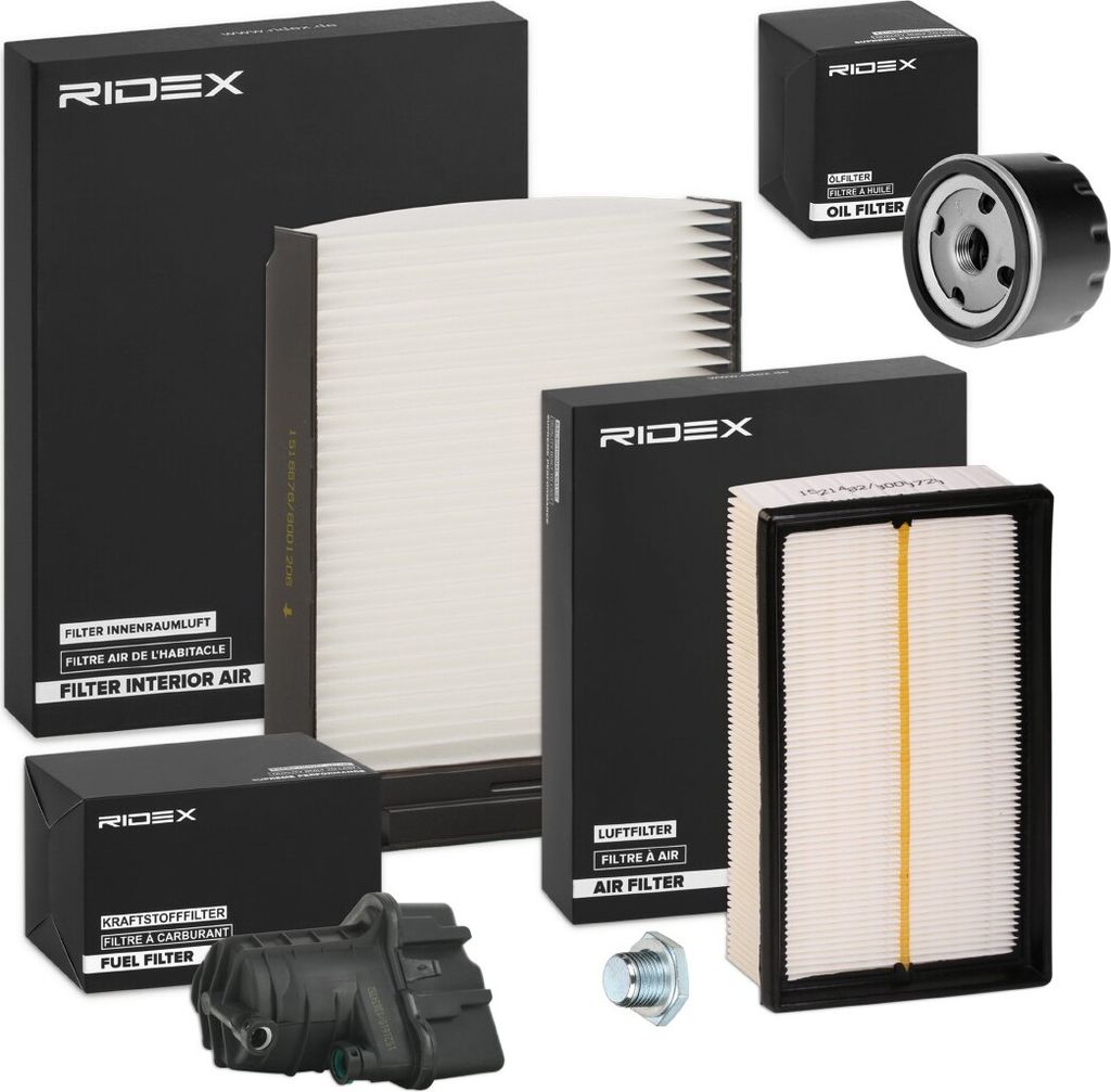 RIDEX Filterset Inspektionspaket Filtersatz für RENAULT Clio III Schrägheck (BR0/1, CR0/1) CLIO II (BB0/1/2, CB0/1/2) MODUS / GRAND MODUS (F/JP0)