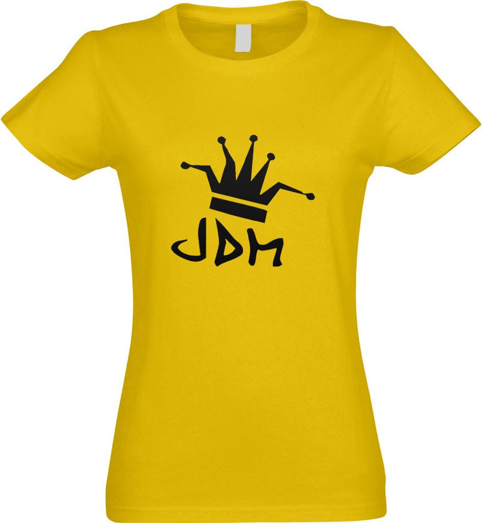 Kiwistar - T-Shirt tailliert - Damen - gelb - JDM - King - mit Motiv Bedruckt - Funshirt Design - Sport - Freizeit - Damen - XL