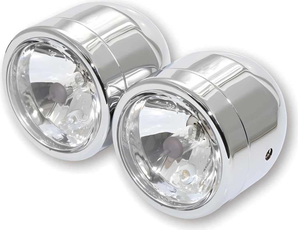 SHIN YO Set mit 2 Chromscheinwerfern, Fern- + Abblendlicht E-gepr.