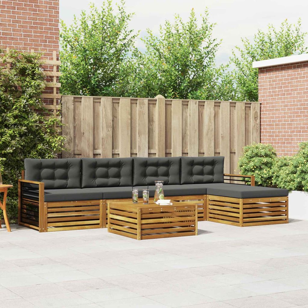 "SALE 2026"Outdoor-Sofagarnitur - CLORIS - Balkonmöbe/Sitzgruppe - mit Kissen 6 pcs - Moderne Design - Natur und Anthrazit - Gartensofas NeuMöbel...