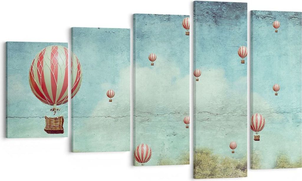 Bild auf Leinwand - Leinwandbild - Baloons Phantasie Illustration Fantasie - 100x60cm - Wand Bild - Wanddeko - Leinwanddruck - Bilder - Kunstdruck ...