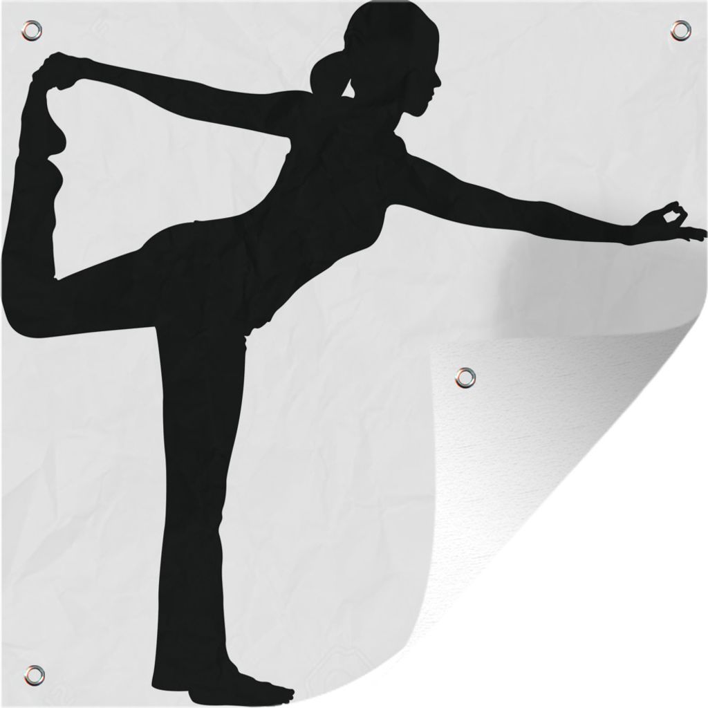MuchoWow 50x50 cm Outdoor-Poster Gartendeko Sichtschutz Garten Poster für den Garten Yoga - Schwarz - Sport