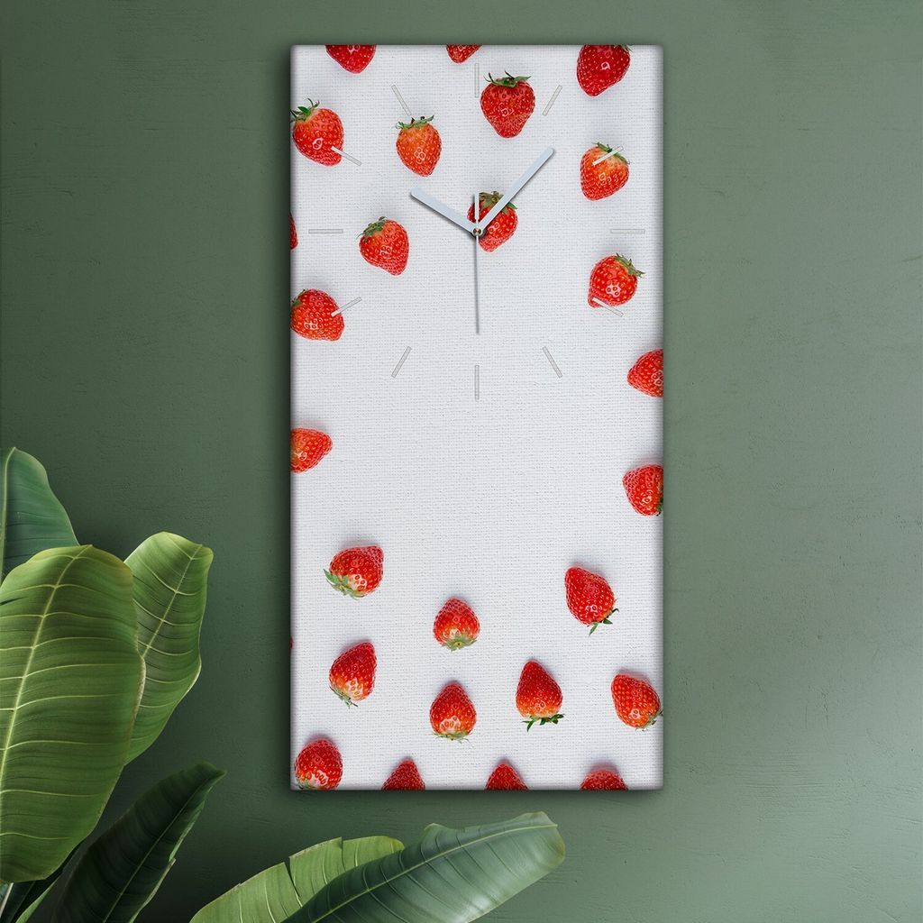 Wohnzimmer Leinwand Uhr Geräuschlos Küche 30x60 Weiße, Früchte, Motive, weiße Zeiger