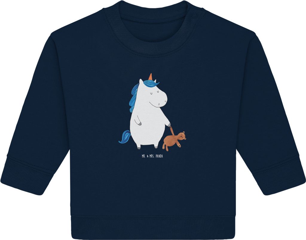 Mr. & Mrs. Panda Organic Baby Pullover Einhorn Teddy 6. - 12. Monat - French Navy - Geschenk, Bett, Bullover, schlafen, Unicorn, Gute Nacht, Freund...