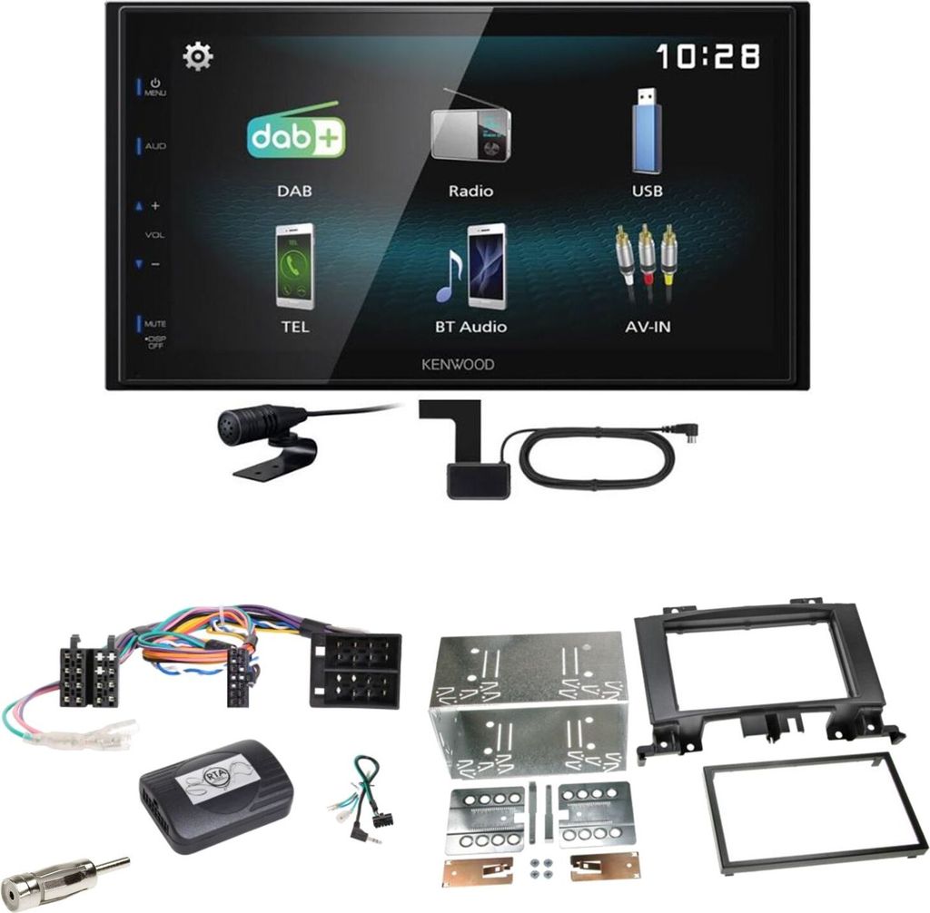 Kenwood DMX-125DAB Bluetooth MP3 Einbauset für Mercedes Sprinter W906 Crafter