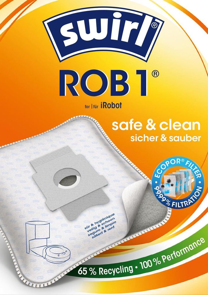 Swirl ROB 1 EcoPor Staubsaugerbeutel (8 Beutel), reißfeste Produktbild 