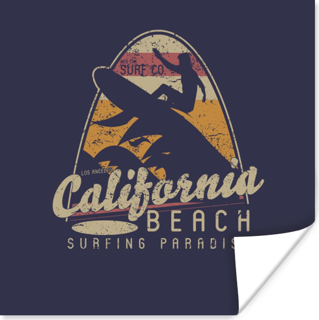 MuchoWow Poster Vintage - Surfen - Surfbrett 100x100 cm - Babyzimmer