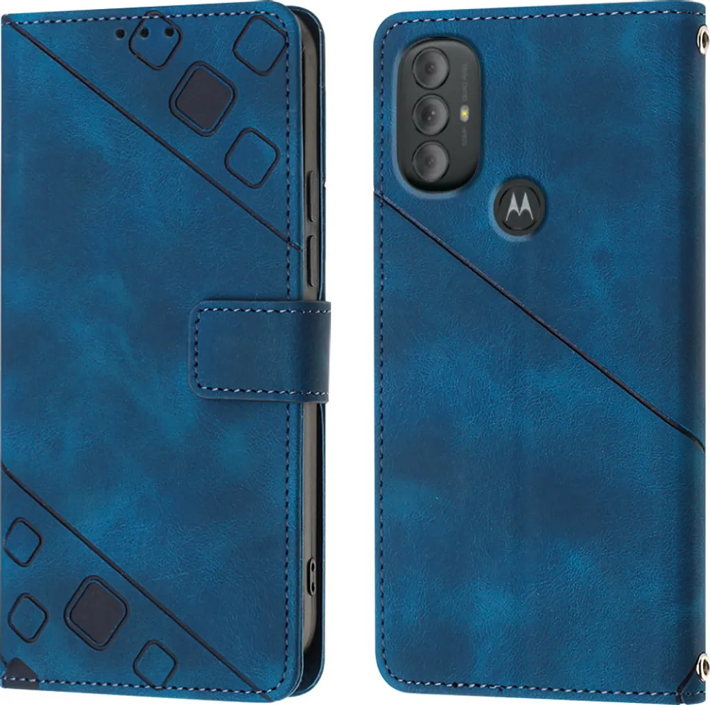 HAOYE Cover A Portafoglio Per Motorola Moto G42 - Custodia Flip In Pelle PU Con Chiusura Magnetica, Slot Per Carte E Cavalletto, Blu