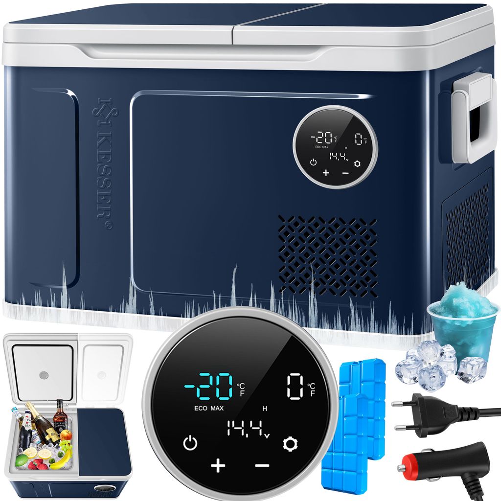 KESSER Kompressor Kühlbox 2in1 Doppelzone Kühl- & Gefrierfach, elektrisch Gefrierbox LED-Touch-Bedienung inkl. 2x Kühlakkus 12/24 V 230V, Küh...