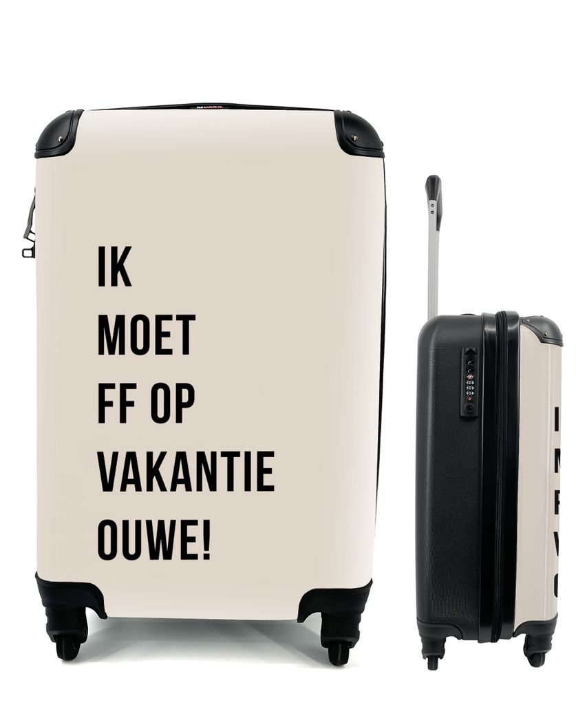 MuchoWow Koffer Handgepäck Trolley Rollkoffer Kleine Reisekoffer mit 4 Rollen - Zitate - Ich muss in den Urlaub fahren, alter Mann! - Beige - Ca...