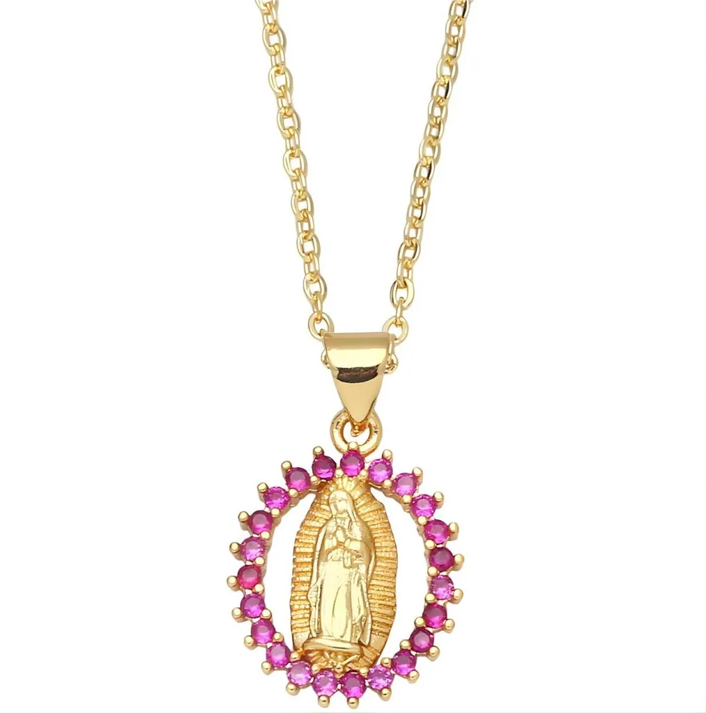 Collana Medaglione Madonna Oro Rosa KP38856 | Eleganza Religiosa Unisex