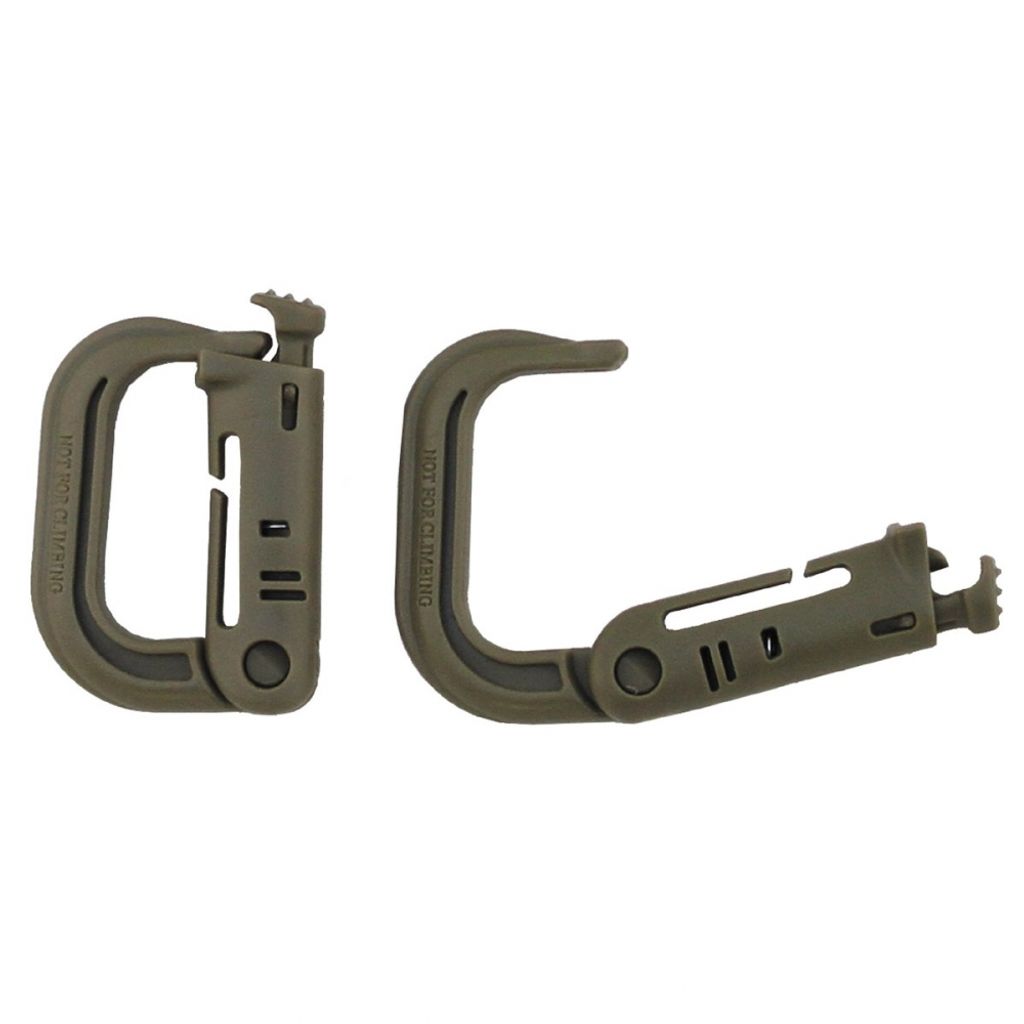 MFH Karabiner, Plastik, "MOLLE", coyote tan, 2er Pack