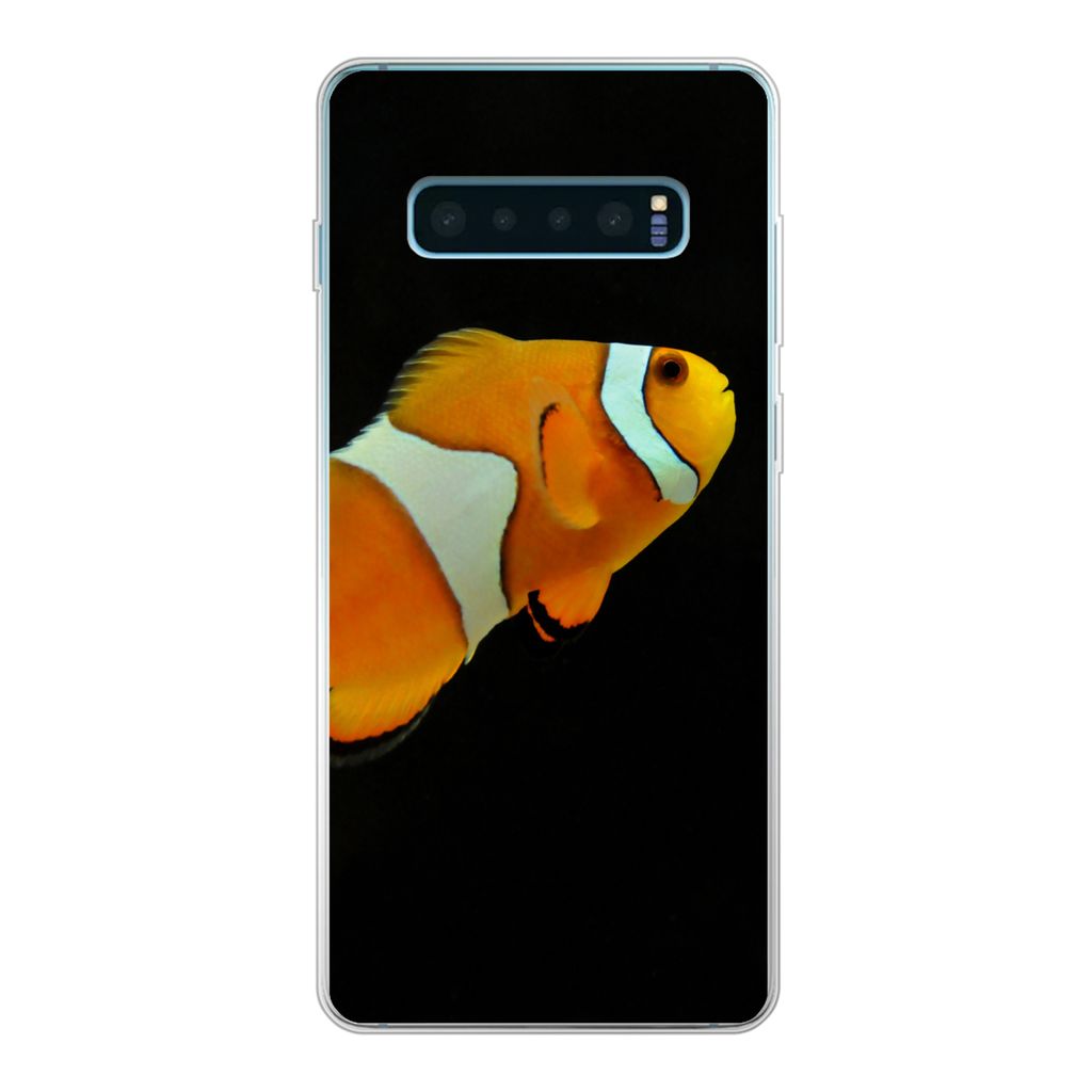 MuchoWow Handyhülle Schutzhülle Hülle für Samsung Galaxy S10 Lite Fisch - Linie - Schwarz Silikon Softcase Handy Hülle - Schutz
