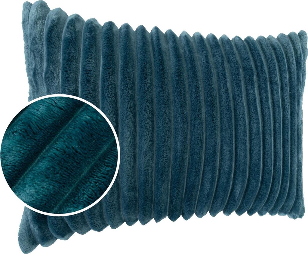 Dekokissen LILLI BIG CORD Velour mit Reißverschluss 30x50cm Einfarbig UNI Türkis Sofakissen pflegeleicht