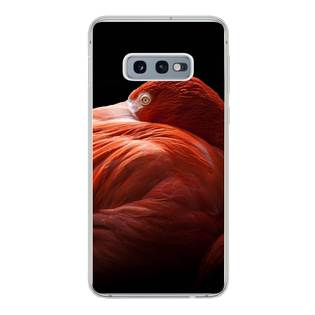 MuchoWow Handyhülle Schutzhülle Hülle für Samsung Galaxy S10e Flamingo - Federn - Rosa Silikon Softcase Handy Hülle - Handy