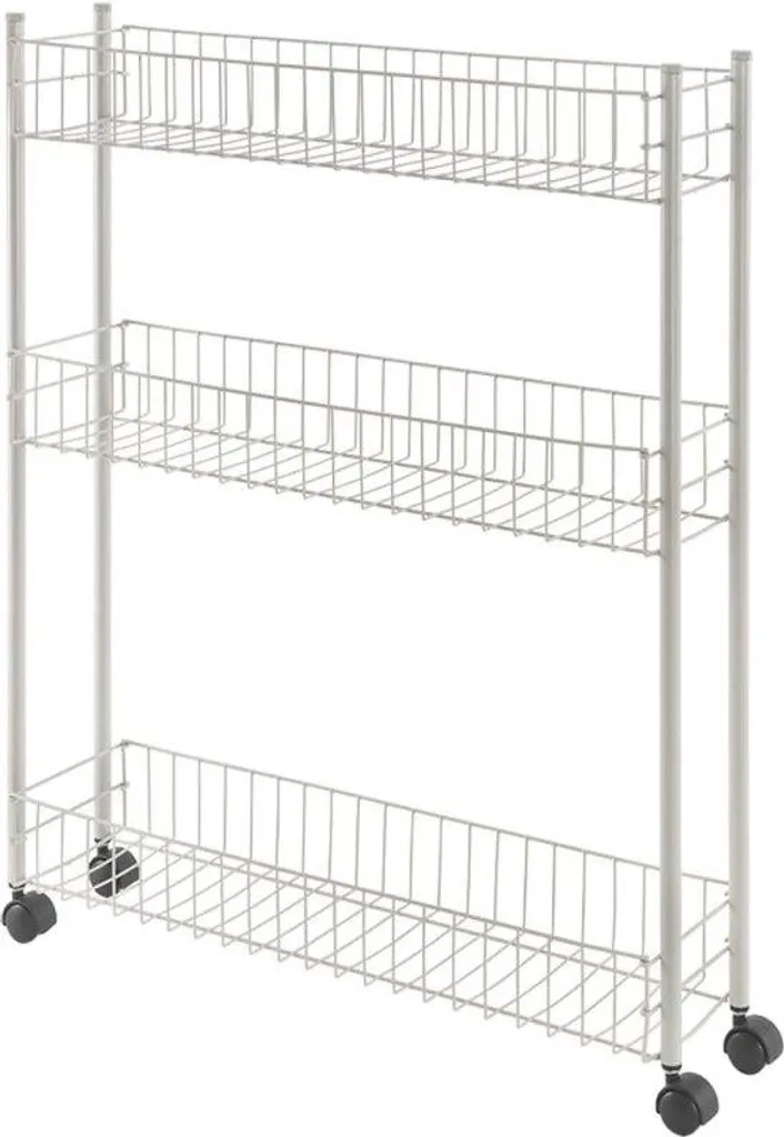 Chariot polyvalent à 3 étages en métal blanc 16 x 60 x 72 cm robuste