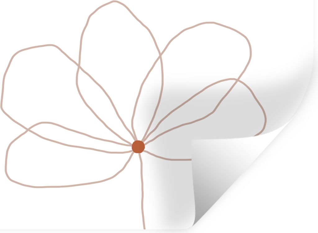 MuchoWow Wandtattoo Wandsticker Wandaufkleber Blume - Strichzeichnung - Natur 80x60 cm Selbstklebend und Repositionierbar - Faltenfrei