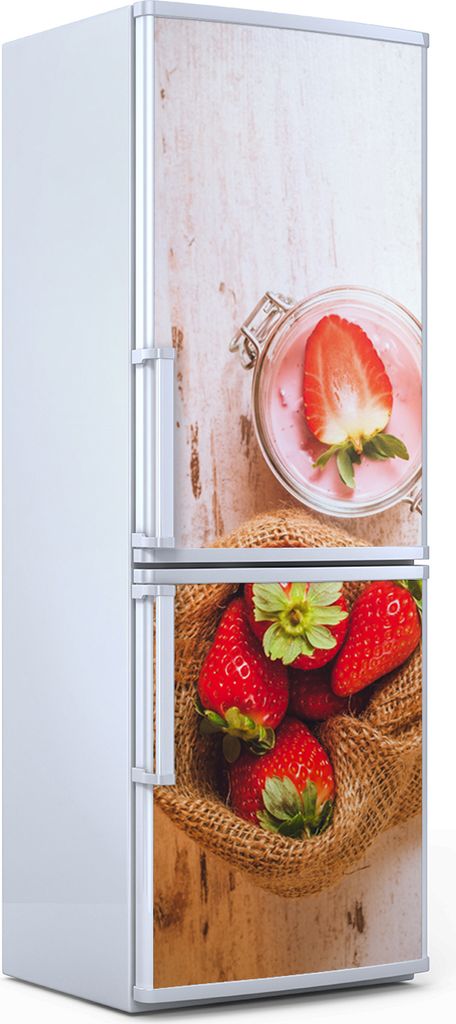 Magnete Dekorative - 60 cm x 180 cm - Küche Magnetmatte Kühlschrankmagnete - Erdbeeren Früchte Auf Holz