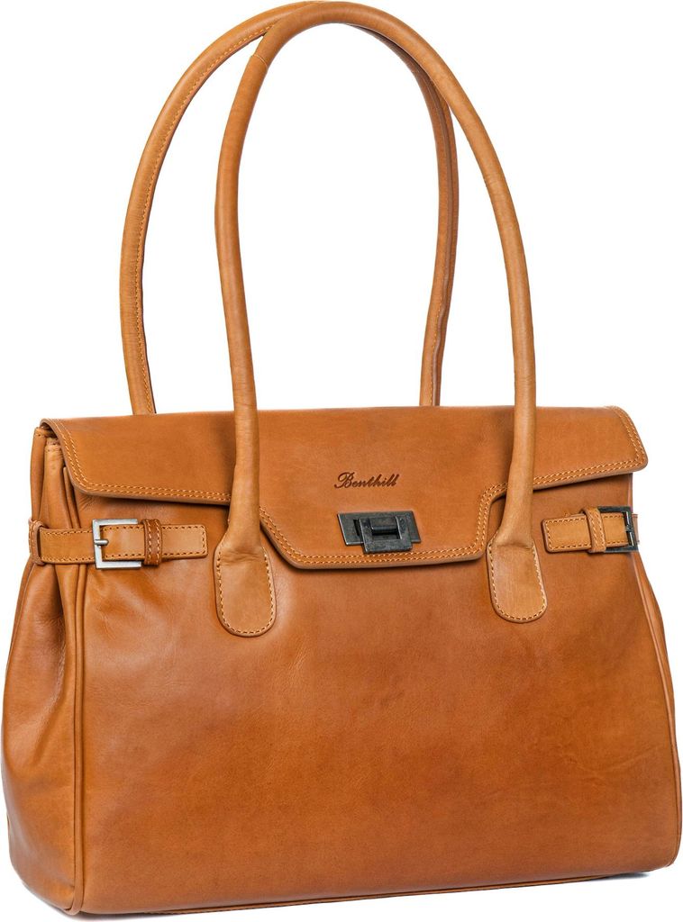 Benthill Damen Handtasche Echt-Leder | Henkeltasche aus weichem hochwertigem Rindsleder | Vintage Fashion Bag Beutel Shopper | Schultertasche