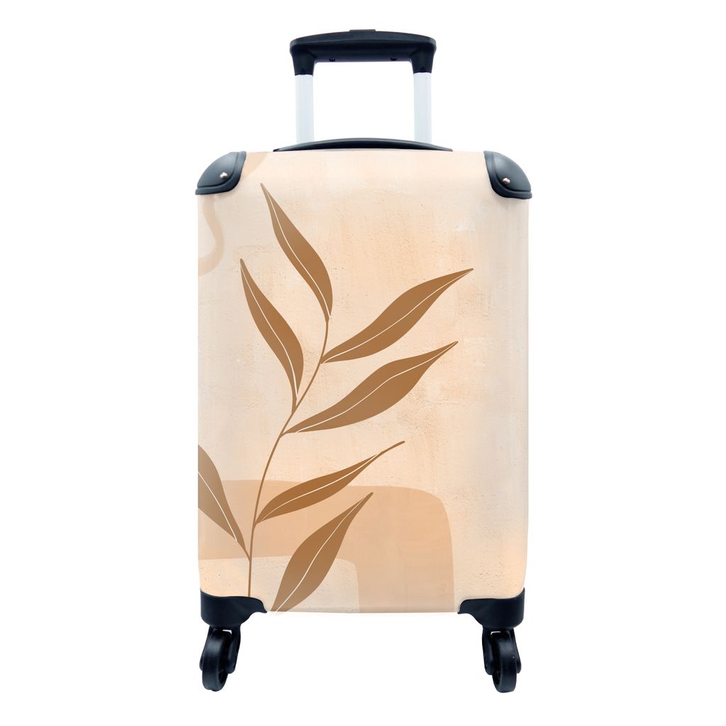 MuchoWow Koffer Handgepäck Trolley Rollkoffer Kleine Reisekoffer mit 4 Rollen - Pflanze - Blätter - Pastell - böhmisch - Cabin Size < 55x40x23...