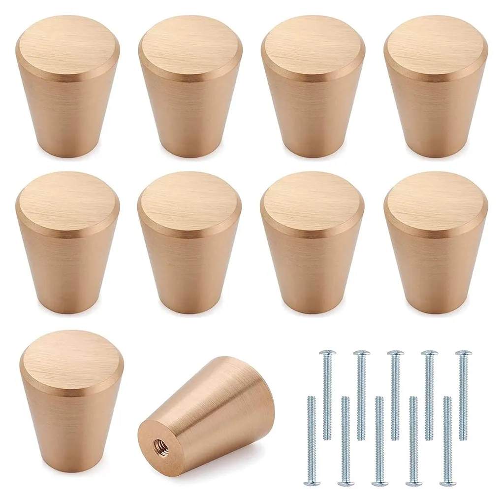 10 Boutons de Placard en Métal Doré, Poignées de Tiroir avec Vis