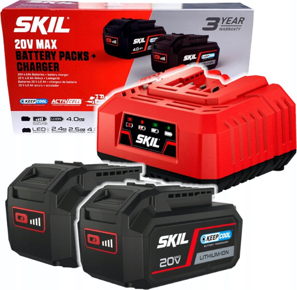 Skil 20V 2 x Akku 3104 AA 4,0Ah +1 x Ladegerät 3122 AA 2,4A Produktbild 