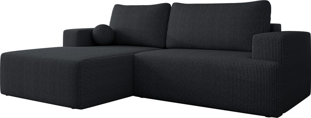 MIRJAN24 Ecksofa Mivo Cord, Wohnzimmmer L-Form mit Schlaffunktion und Bettkasten (Farbe: Poso 135, Seite: Links)