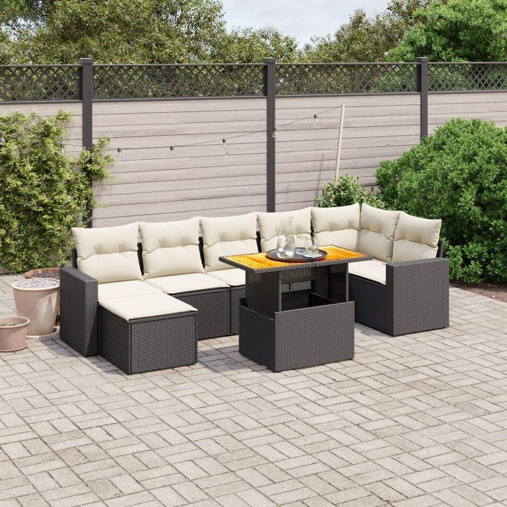 Maison Exclusive - 8-tlg. Garten-Sofagarnitur mit Kissen Schwarz Poly Rattan